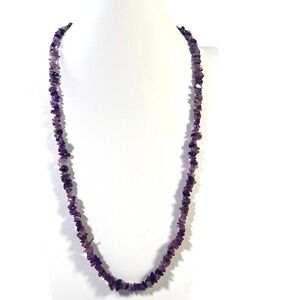 Vintage Natural Amethyst Chip‎ Bead 30" Necklace 6.5" Bracelet 1.75" Earring Set